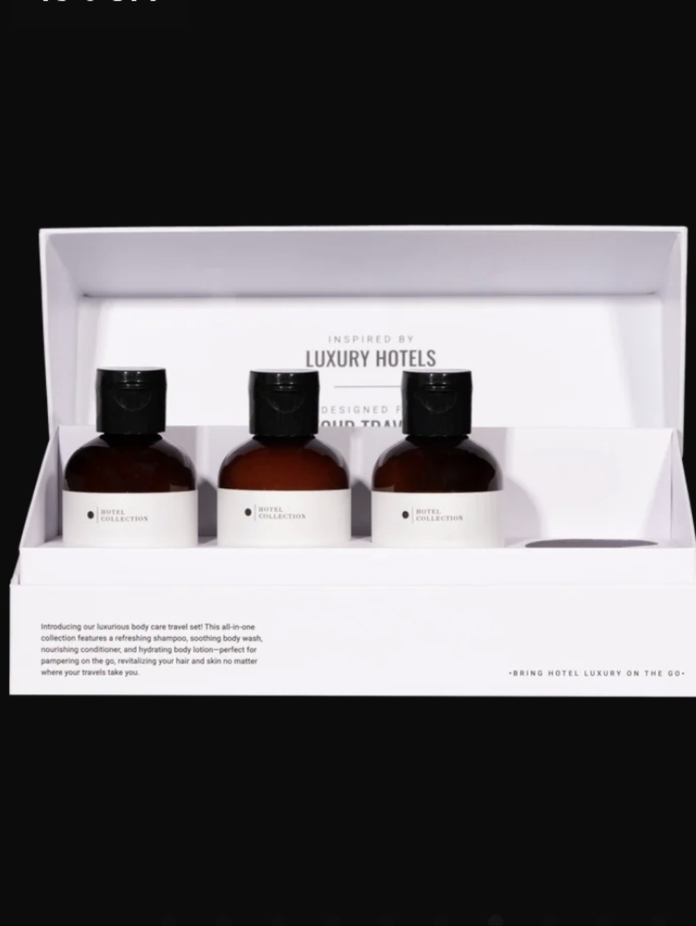 NIB Hotel Collection Black Velvet Luxury Travel Bottle Set - Black & White